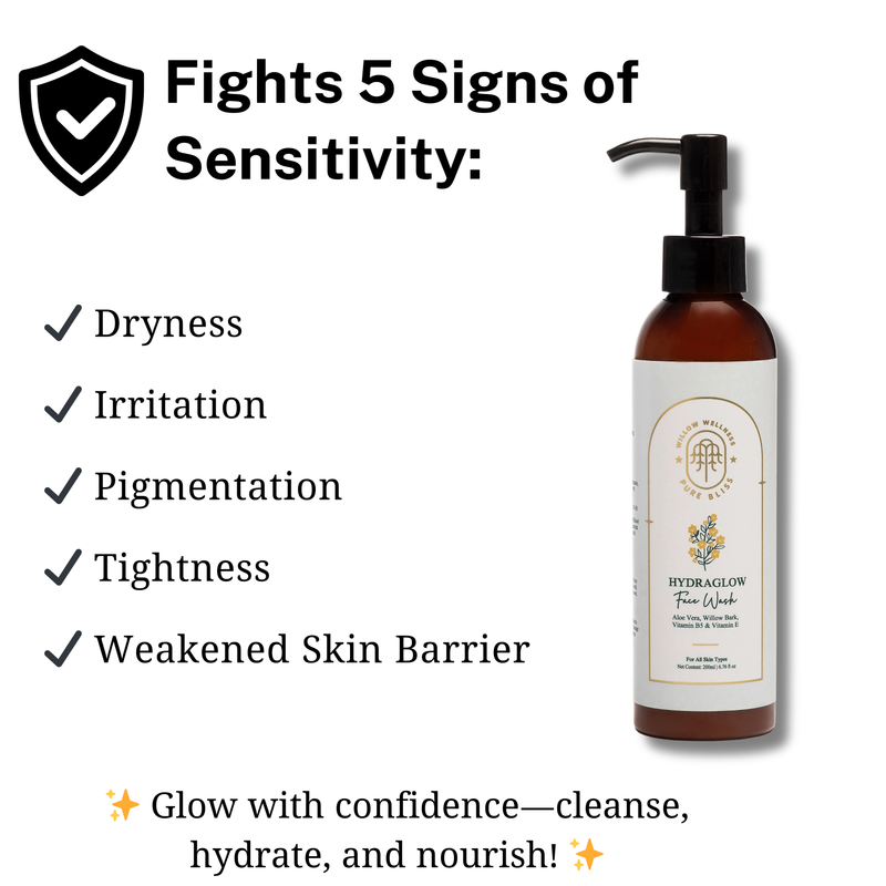 Hydraglow Aloe Vera Skin Cleanser & Face Wash – 200ml | With Vitamins B5 & E, Hyaluronic Acid & Willow Bark